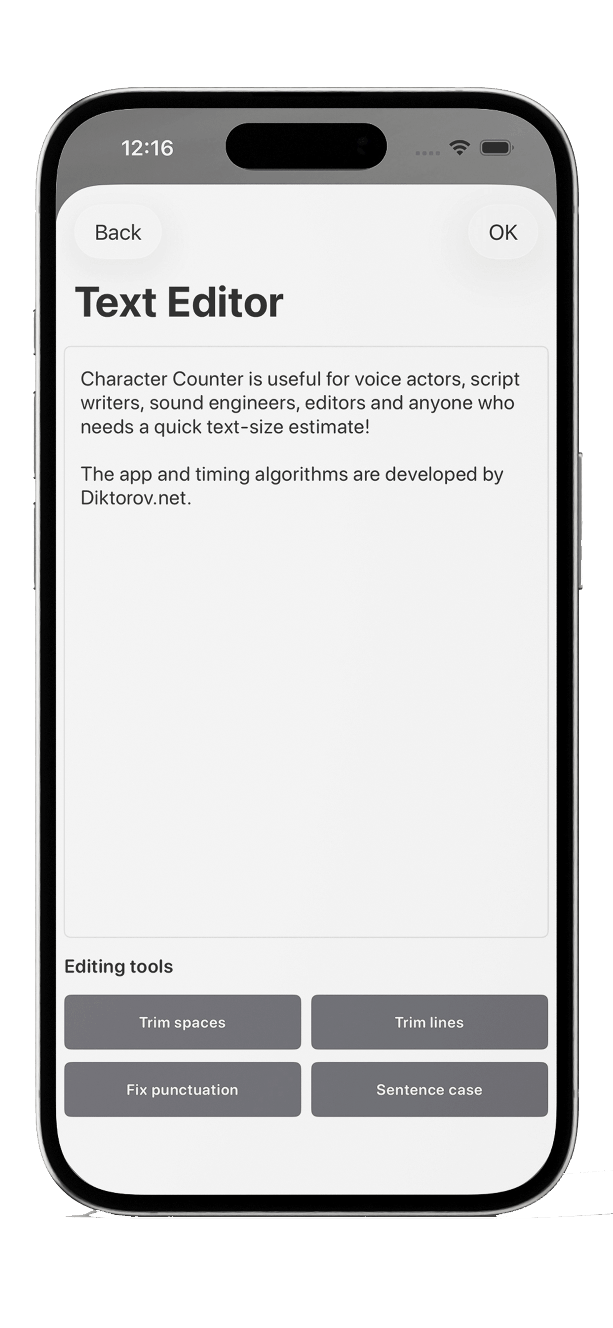 Character Counter updated interface